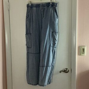 Aqua Blue Wide Leg Jeans